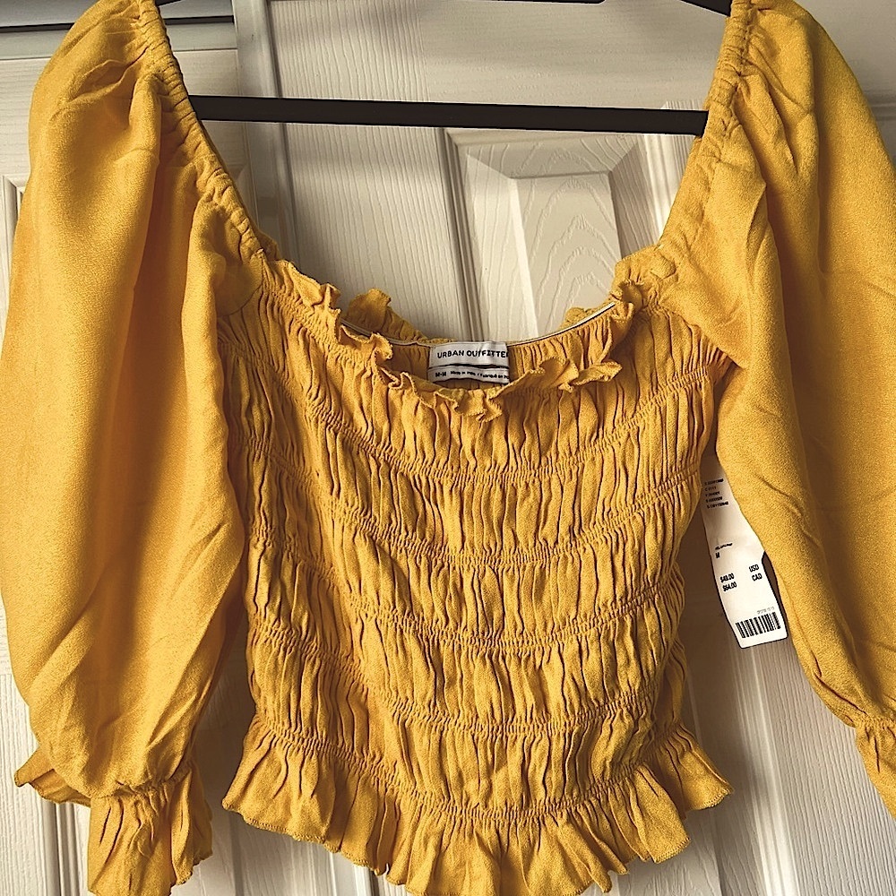 Urban Outfitters Yellow Smocked Top